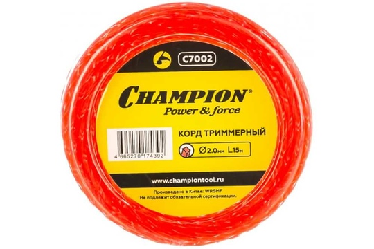 Леска триммерная CHAMPION Twisted Square 2.0х15м (C7002)