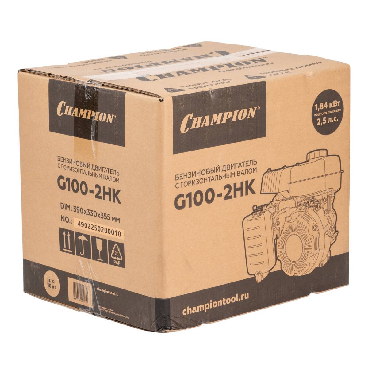 Двигатель бензиновый CHAMPION G100-2HK 2.5л/с, шпонка, 16мм