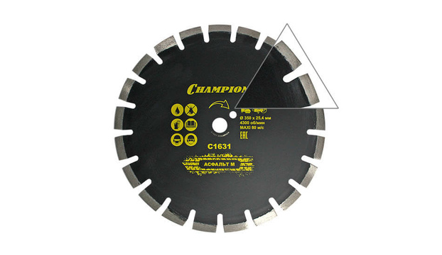 Диск алмазный CHAMPION M Asphafight 350х25.4мм асфальт/бетон (C1631)