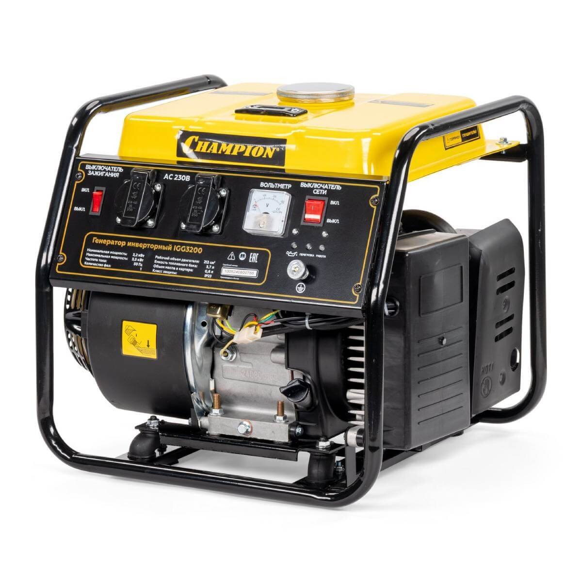 Бензогенератор инверторный Champion IGG3200 [3.5 кВт, 220В, бак 5.7л, ручной стартер]